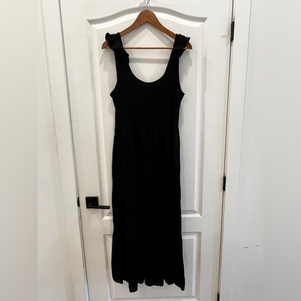 GAP Mixed media midi sleeveless tiered dress
